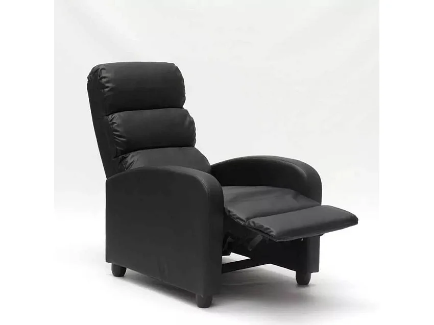 Sillón relax reclinable con reposapiés símil piel Alice - Negro