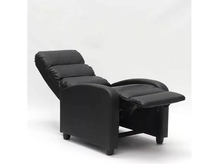 Sillón relax reclinable con reposapiés símil piel Alice - Negro