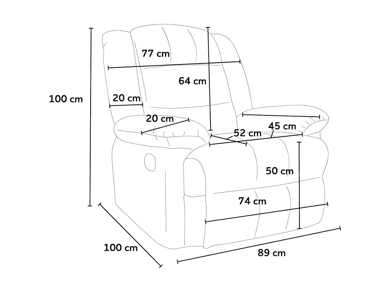 Klappbarer Schaukelsessel Relaxsessel mit Fußstütze Stoff Design Sofia - Schwarz