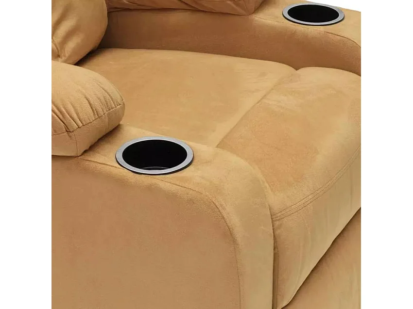 Verstellbarer Relaxsessel Fernsehsessel mit Samt-Mikrofaser-Fußstütze Laura - Beige