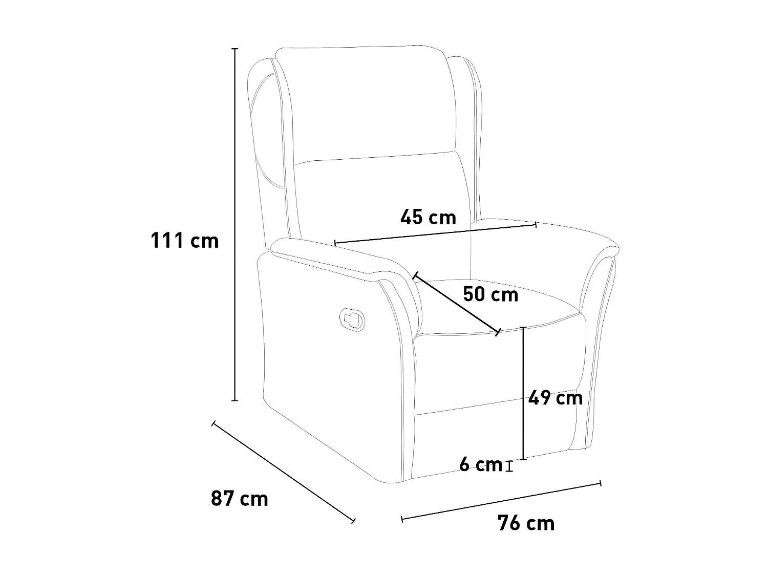 Poltrona relax reclinabile manuale in tessuto con poggiapiedi Apollo