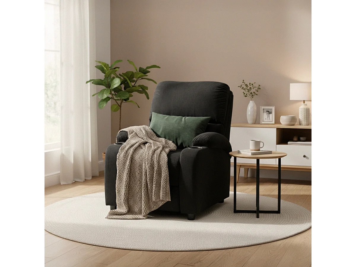 Sillón Relax Reclinable Laura el Mejor Sofá de Microfibra y Terciopelo - Negro