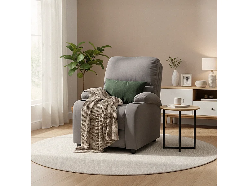 Sillón Relax Reclinable Laura el Mejor Sofá de Microfibra y Terciopelo - Gris