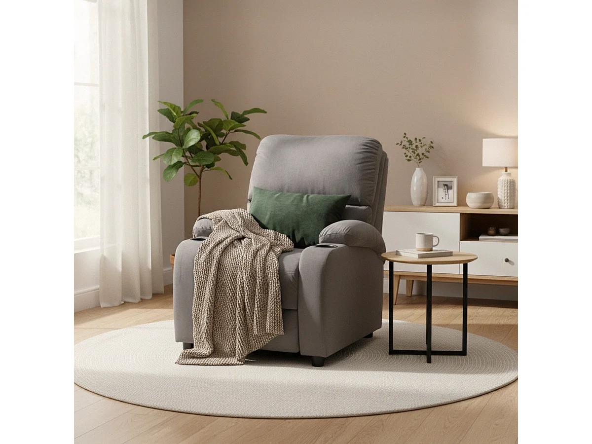 Sillón Relax Reclinable Laura el Mejor Sofá de Microfibra y Terciopelo - Gris