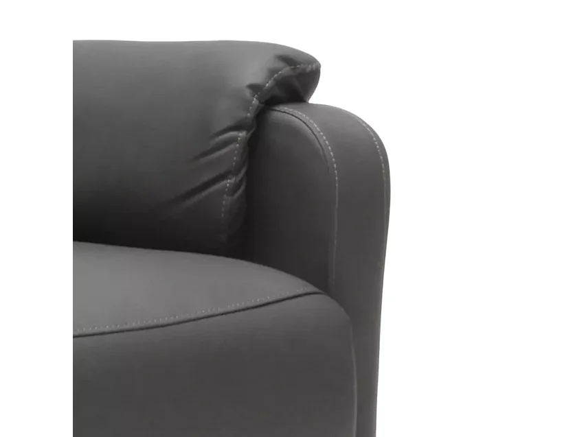 Sillón Relax Reclinable con Reposapiés de Cuero Polipiel Giulia - Gris