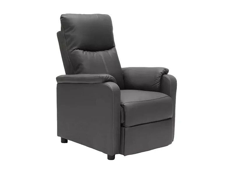 Sillón Relax Reclinable con Reposapiés de Cuero Polipiel Giulia - Gris