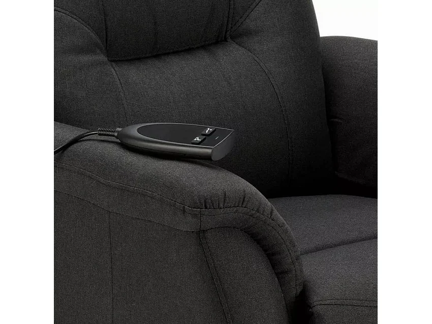 Elektrischer Relaxsessel Marie aus Stoff mit Rädern und Aufstehhilfe für Senioren - Schwarz