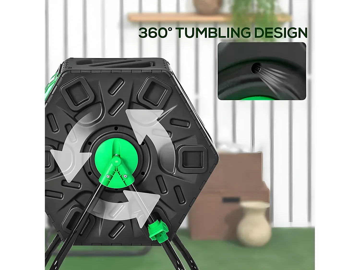 Composteur bac a compost de jardin rotatif de 65L en plastique CULTI