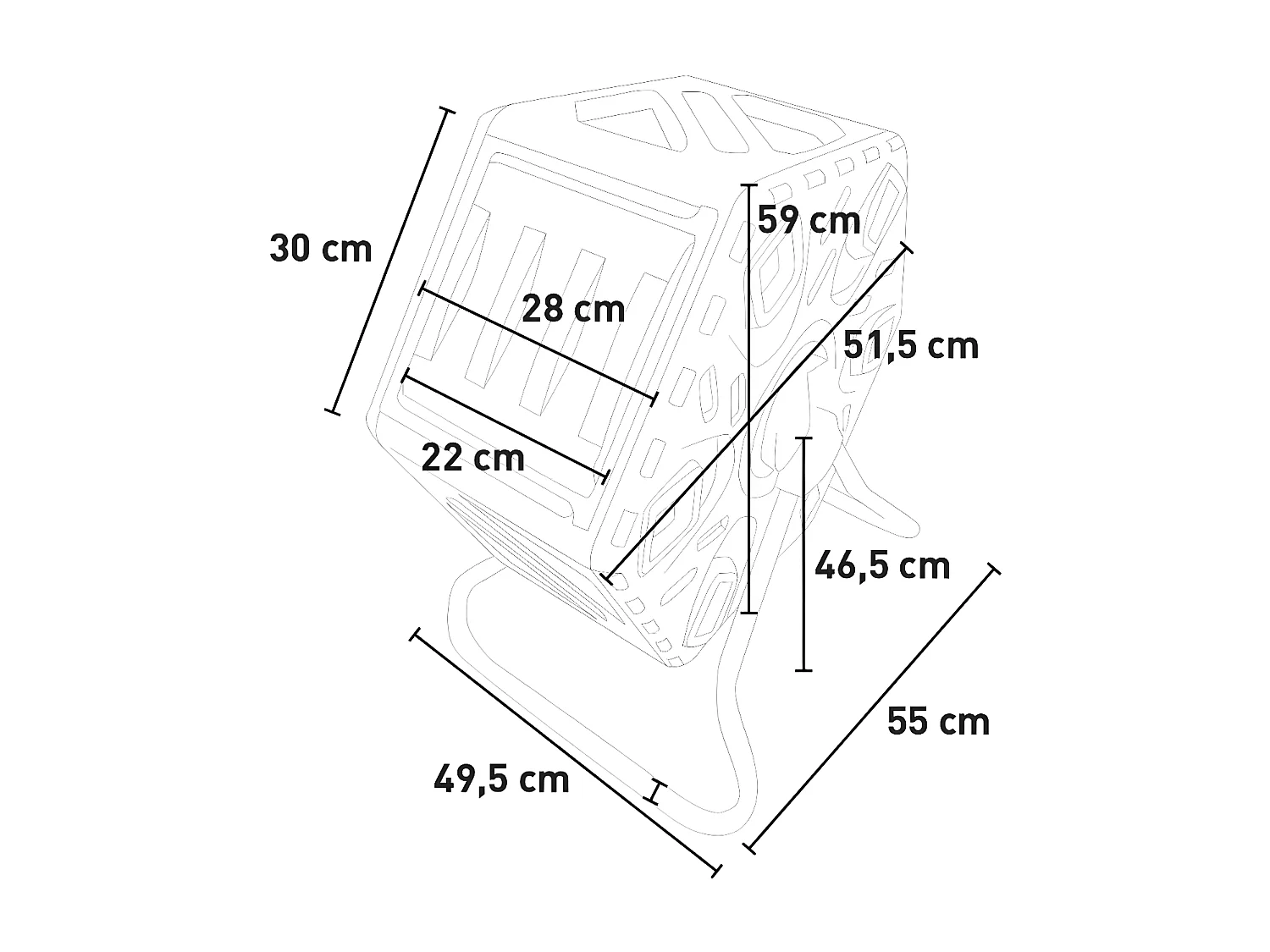 Composteur bac a compost de jardin rotatif de 65L en plastique CULTI