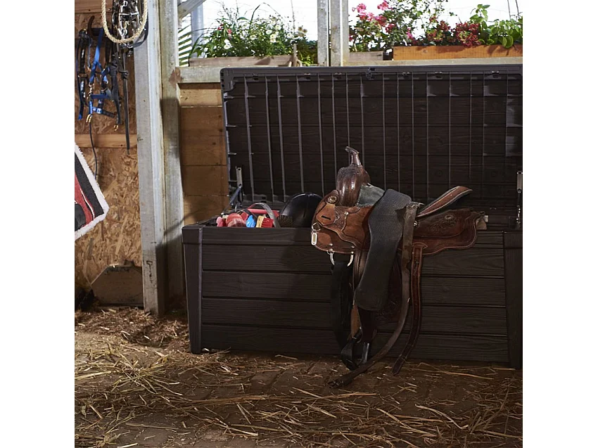 Coffre de rangement jardin 454L résine pour outils de jardin NATURIA