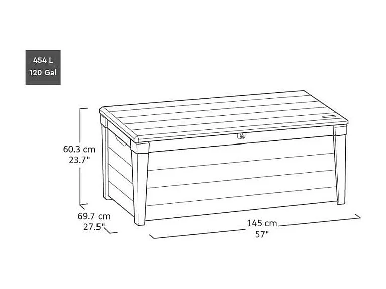 Coffre de rangement jardin 454L résine pour outils de jardin NATURIA
