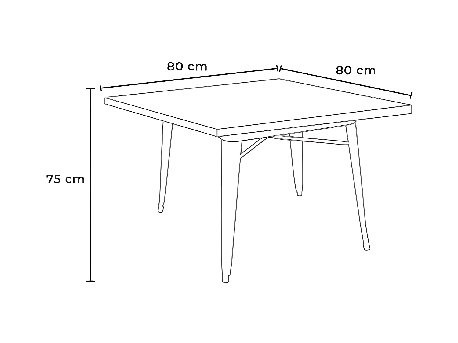 Table industrielle en acier style rétro 80x80 pour extérieur LIXFORGE