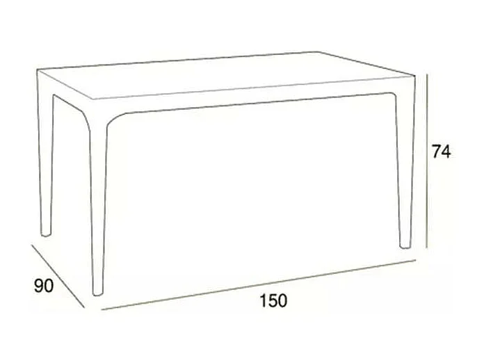 Table rectangulaire d'extérieur 150x90cm jardin bar restaurant SOL