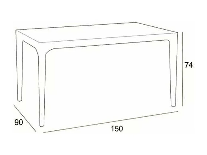 Table rectangulaire d'extérieur 150x90cm jardin bar restaurant SOL