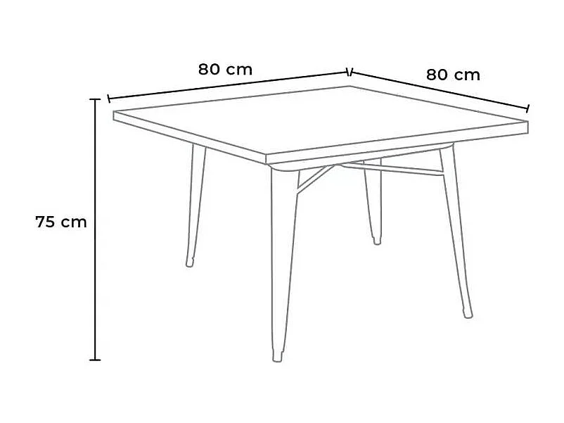 Tisch im industrie stil aus stahl 80x80 für bar und haus Dynamite - Rot