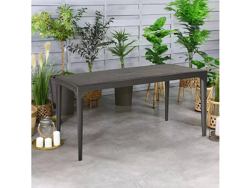 Mesa de exterior rectangular 150x90 cm para jardín, bares y restaurantes Oslo - Negro