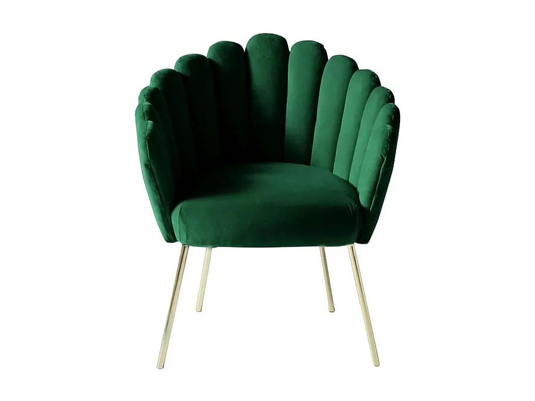 Sillón concha butaca diseño moderno terciopelo patas doradas Calicis - Verde oscuro