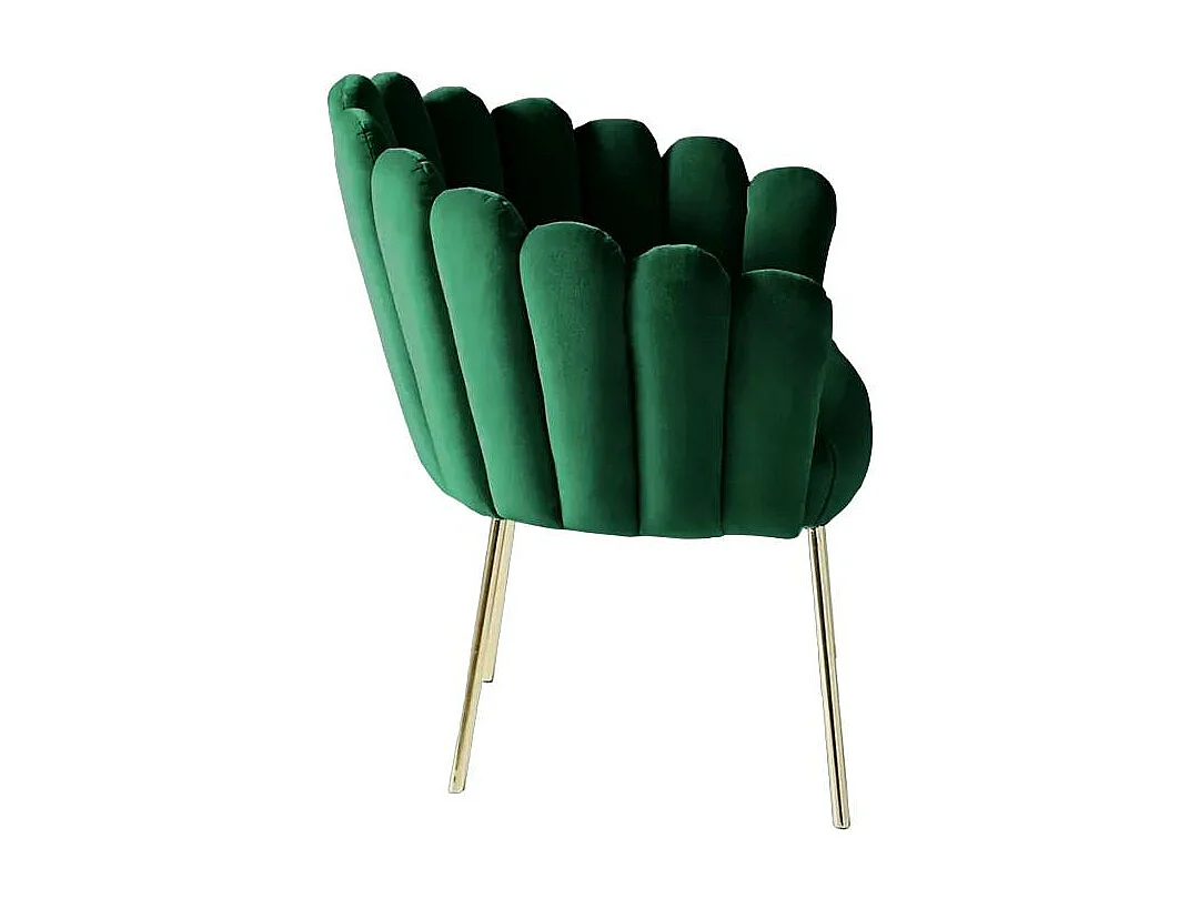 Sillón concha butaca diseño moderno terciopelo patas doradas Calicis - Verde oscuro