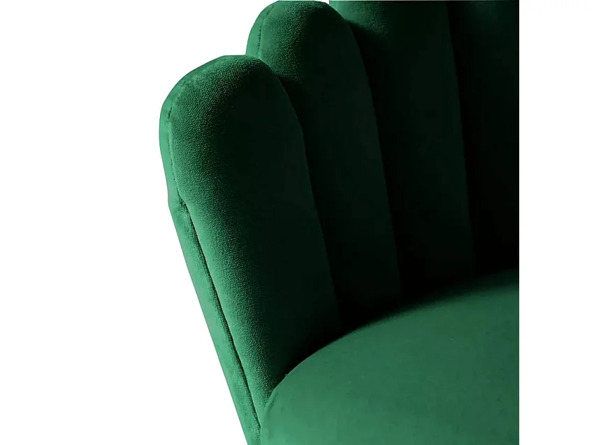 Sillón concha butaca diseño moderno terciopelo patas doradas Calicis - Verde oscuro