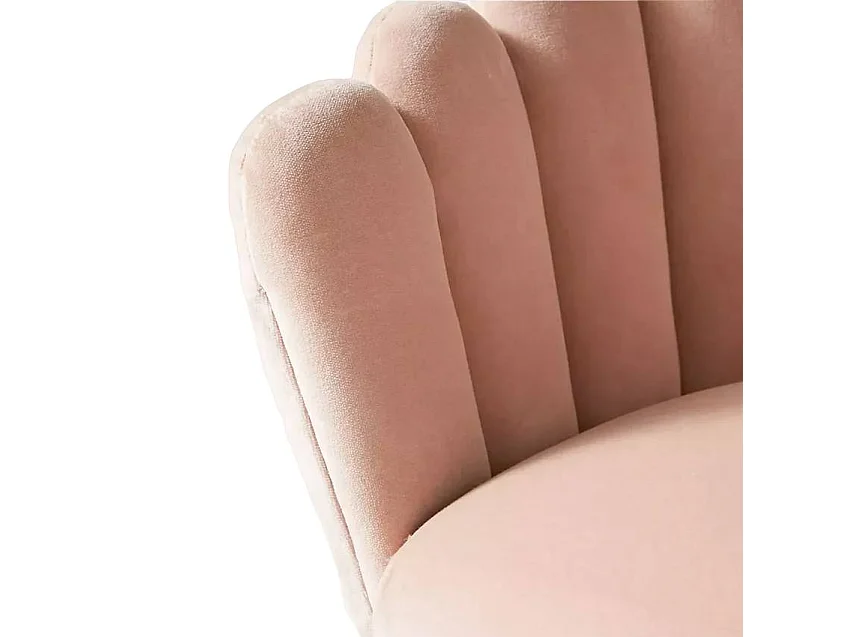 Sillón concha butaca diseño moderno terciopelo patas doradas Calicis - Rosa