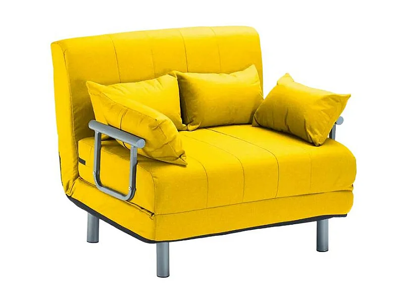 Sillón Sofá Cama Plegable Reposabrazos de tela Deborah Twin Dos Plazas - Amarillo