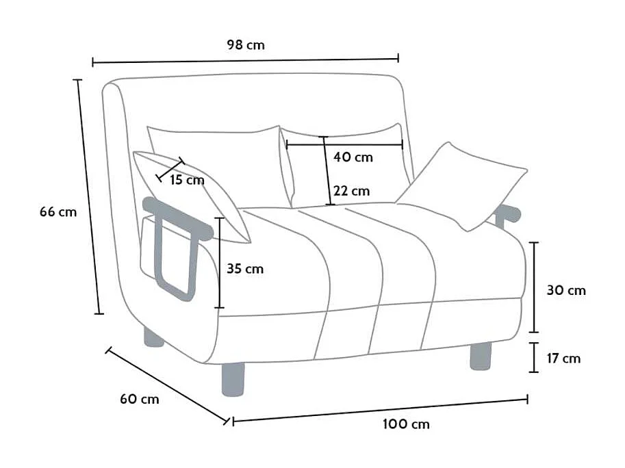 Poltrona convertibile robusta in tessuto letto convertibile Luna