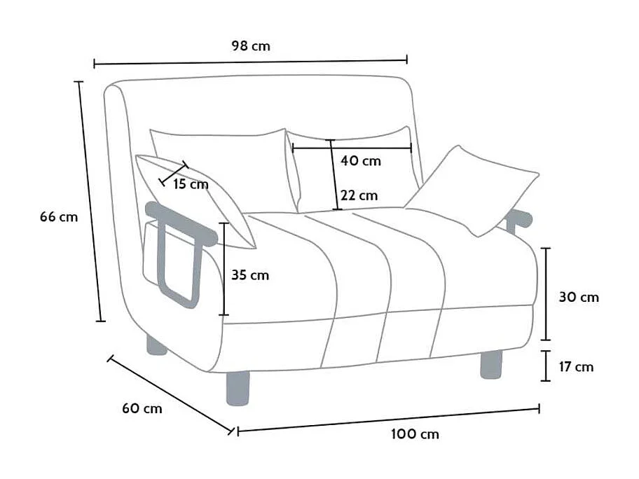 Fauteuil convertible robuste en tissu lit convertible SALINGER