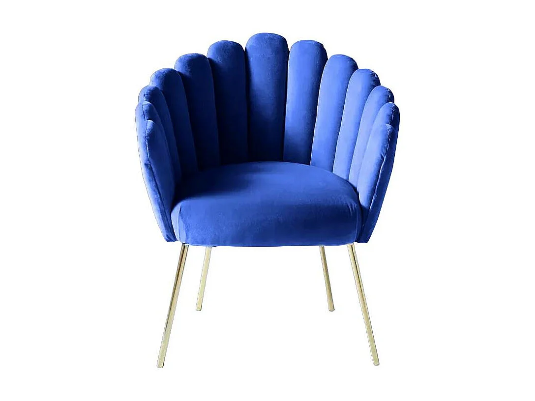 Sillón concha butaca diseño moderno terciopelo patas doradas Calicis - Azul Marino
