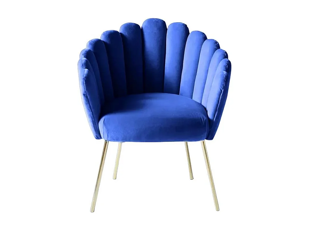 Samt Sessel in modernem Design vergoldete Beine Calicis - Blau