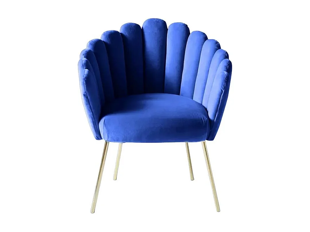 Samt Sessel in modernem Design vergoldete Beine Calicis - Blau