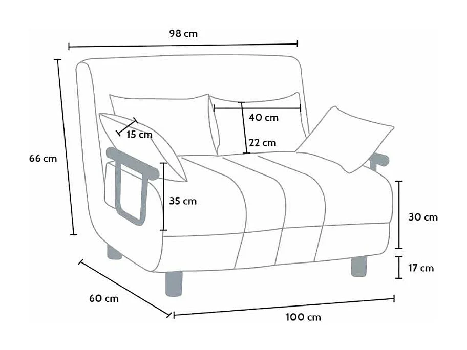 Poltrona convertibile robusta in tessuto letto convertibile Luna