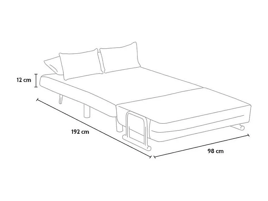 Poltrona convertibile robusta in tessuto letto convertibile Luna