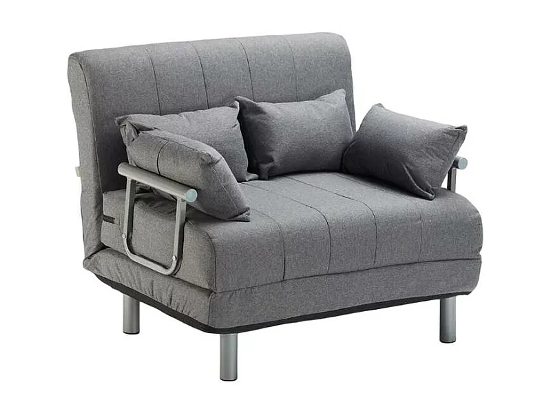Sillón Sofá Cama Plegable Reposabrazos de tela Deborah Twin Dos Plazas - Gris