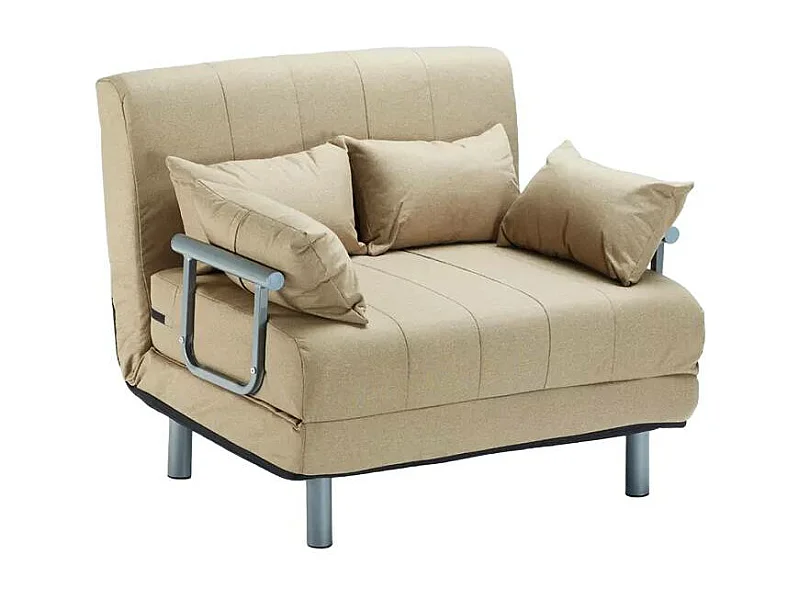 Sillón Sofá Cama Plegable Reposabrazos de tela Deborah Twin Dos Plazas - Beige