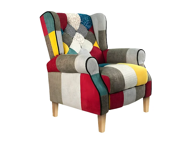 Sillón Bergère reclinable de patchwork de diseño moderno Throne Light