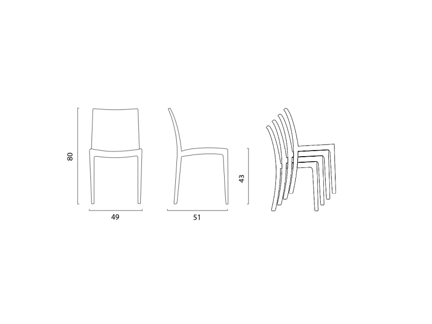 Lot de 24 chaises empilable en polypropylène cafés restaurants AMMA