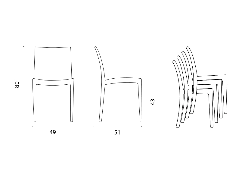 Stapelbar Esstischstuhl Esszimmerstuhl Polypropylen Gartenstuhl Außen Grand Soleil Firenze - Dunkel Blau