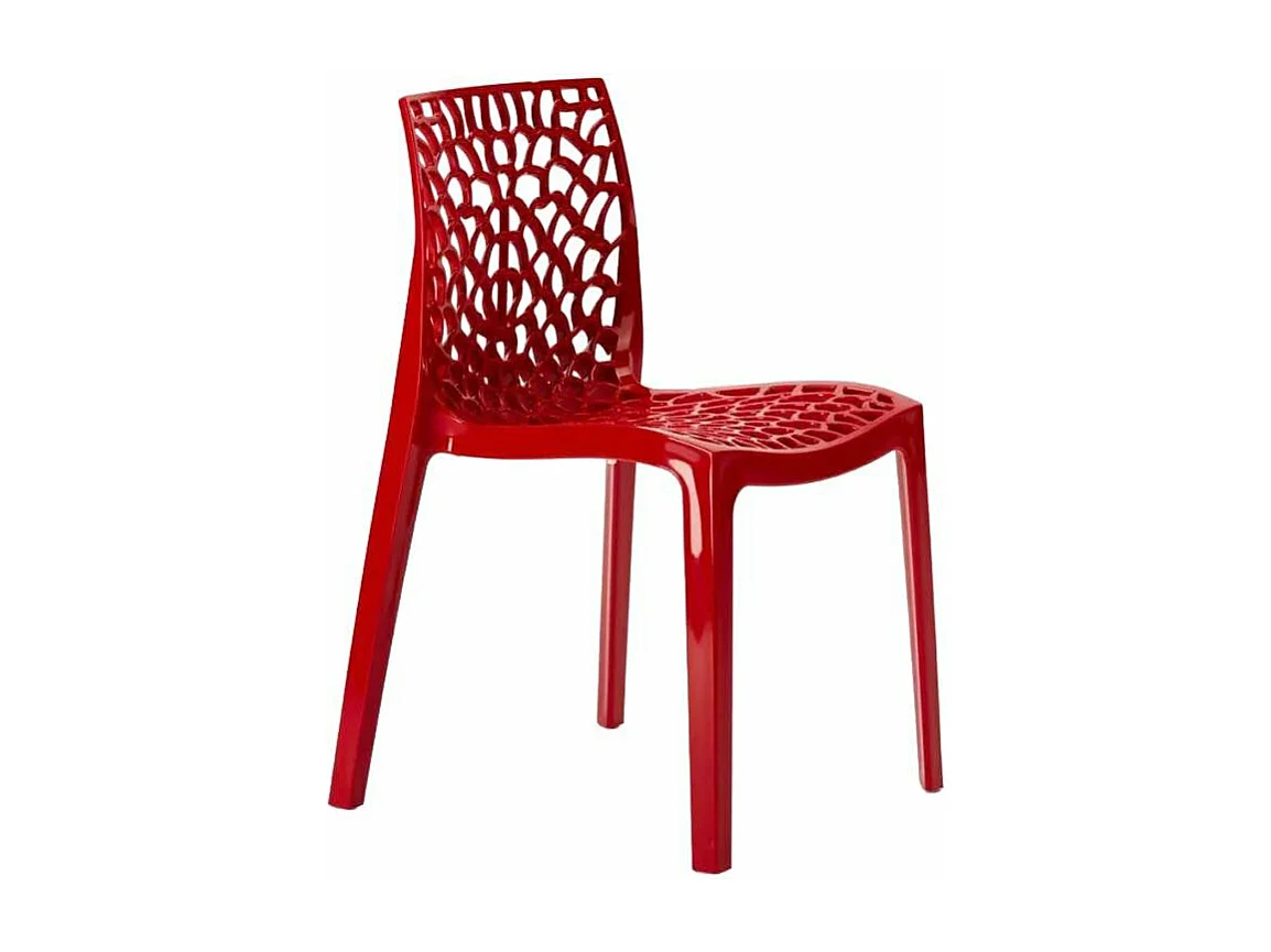 22 Silla de cocina o de comedor de Policarbonato Transparente Gruvyer - Rojo