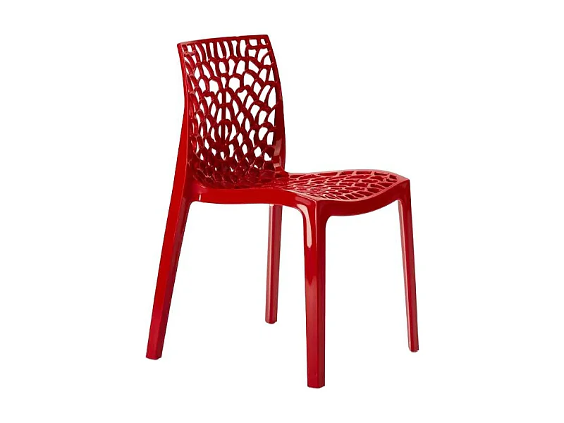 22 Silla de cocina o de comedor de Policarbonato Transparente Gruvyer - Rojo