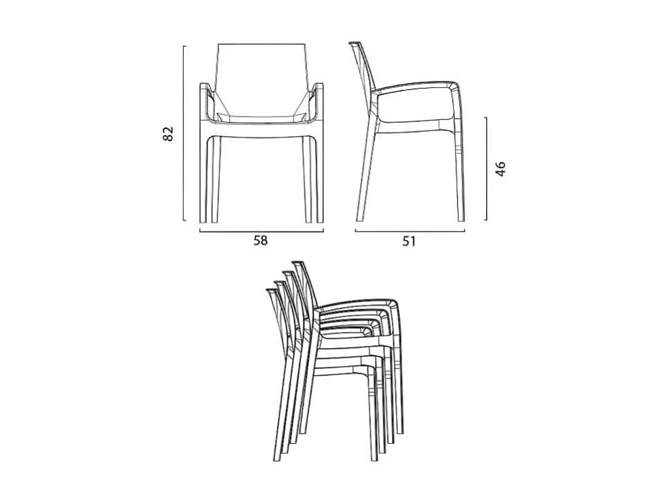 Silla Polipropileno Apilable con Reposabrazos para Cocina Bar Cream Grand Soleil - Morado