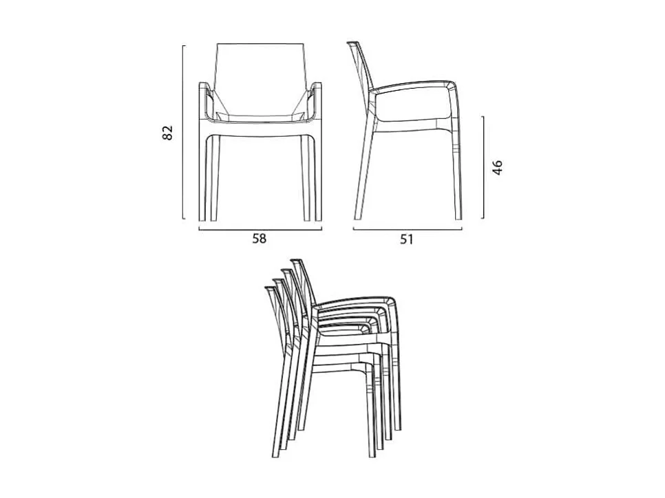 Silla Polipropileno Apilable con Reposabrazos para Cocina Bar Cream Grand Soleil - Morado