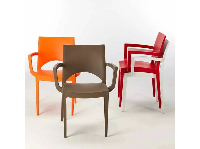 24 Sillas Grand Soleil con Reposabrazos para Restaurante y Bar Paris Arm - Marrón