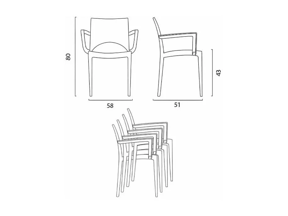 24 Sillas Grand Soleil con Reposabrazos para Restaurante y Bar Paris Arm - Marrón