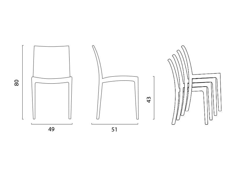 24er Set Stühle Polypropylen für Restaurant Firenze Grand Soleil