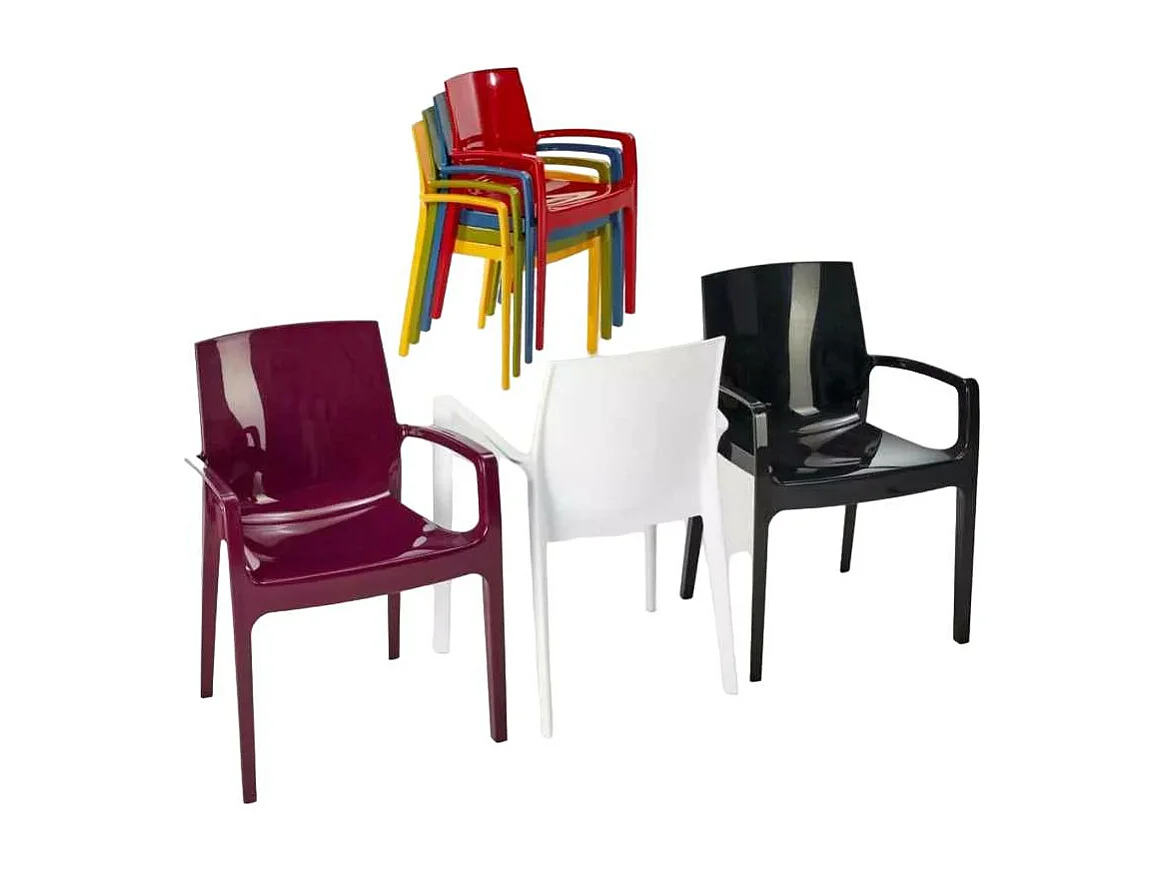 Silla Polipropileno Apilable con Reposabrazos para Cocina Bar Cream Grand Soleil - Azul Marino