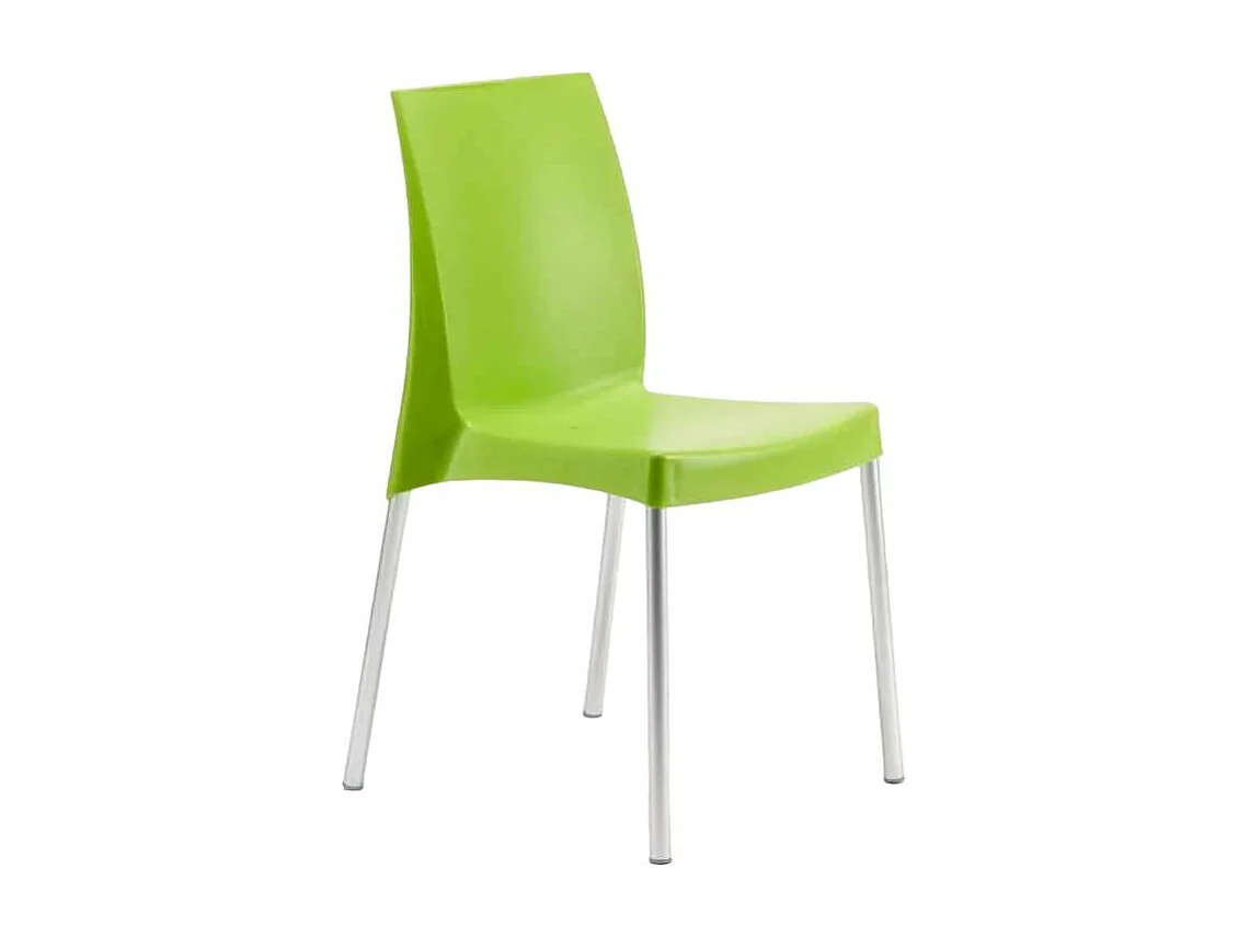 Silla polipropileno apilable cocina bar con patas de acero ligera Boulevard Grand Soleil - Verde