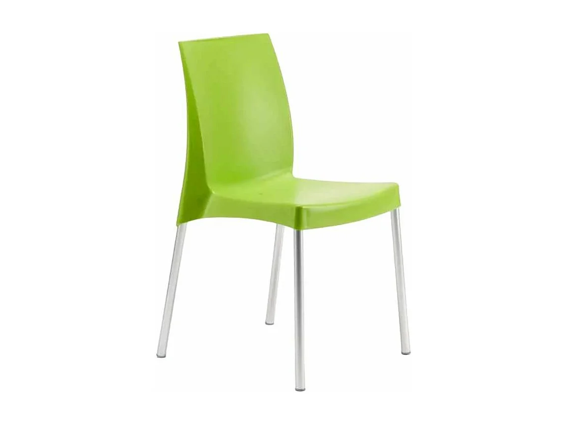 Silla polipropileno apilable cocina bar con patas de acero ligera Boulevard Grand Soleil - Verde