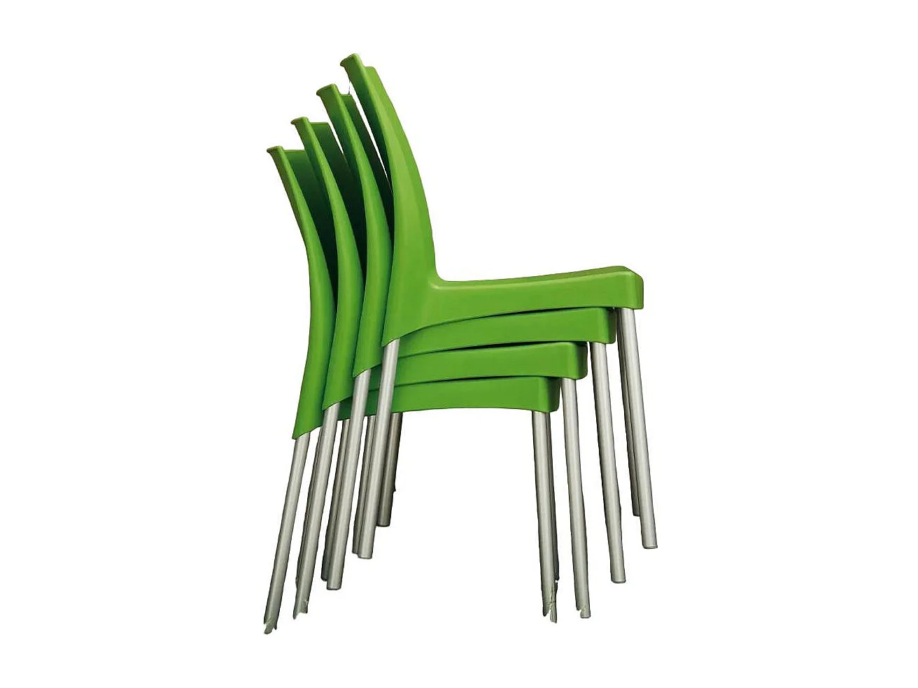 Silla polipropileno apilable cocina bar con patas de acero ligera Boulevard Grand Soleil - Verde