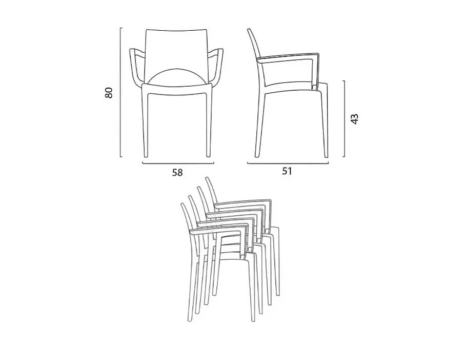 24 Sillas Grand Soleil con Reposabrazos para Restaurante y Bar Paris Arm - Blanco