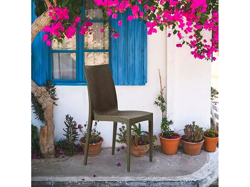 SET 2 SEDIE Poly rattan bar giardino gelateria impilabile